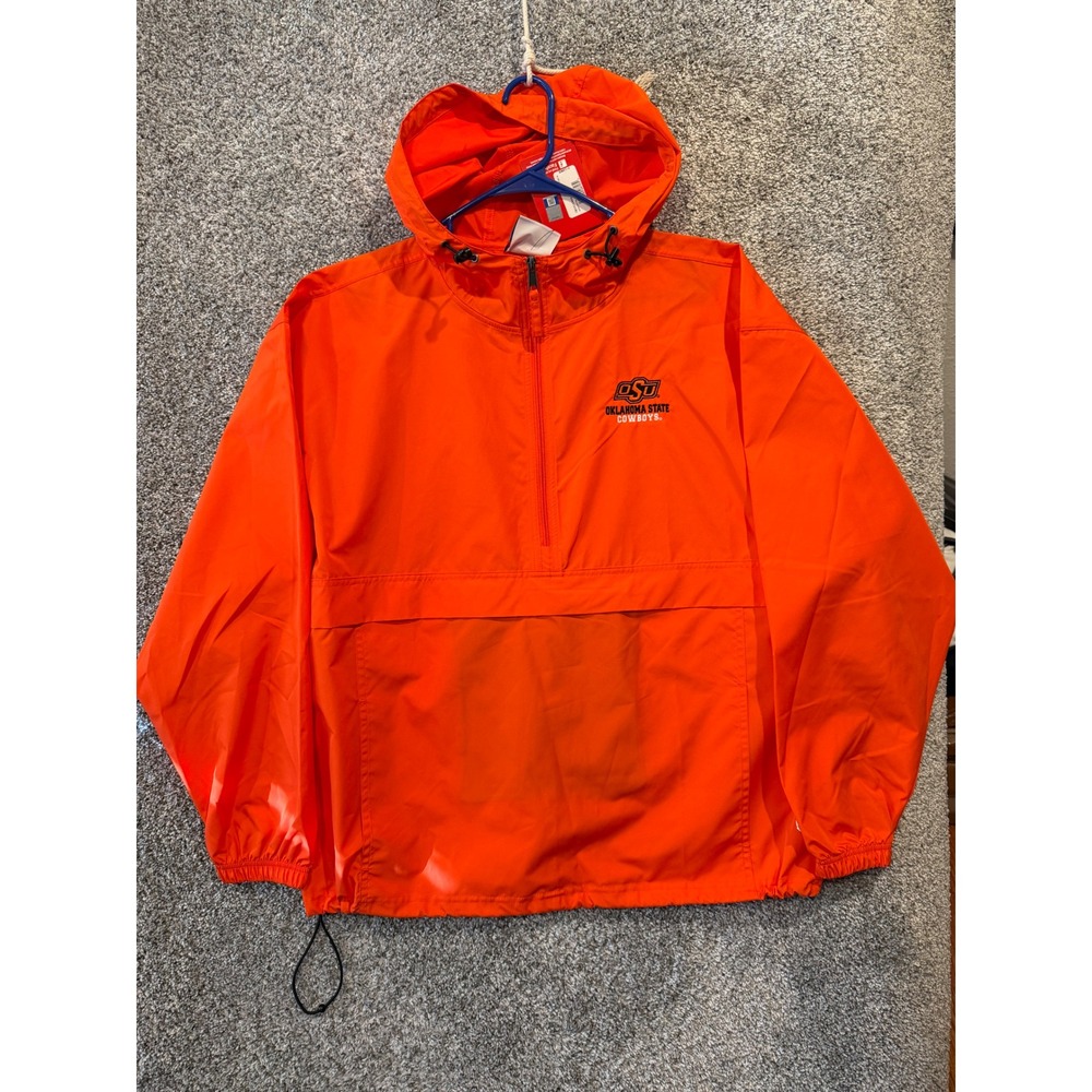 Champion Windbreaker Mens XL Orange Oklahoma State Cowboys Packable Half Zip *